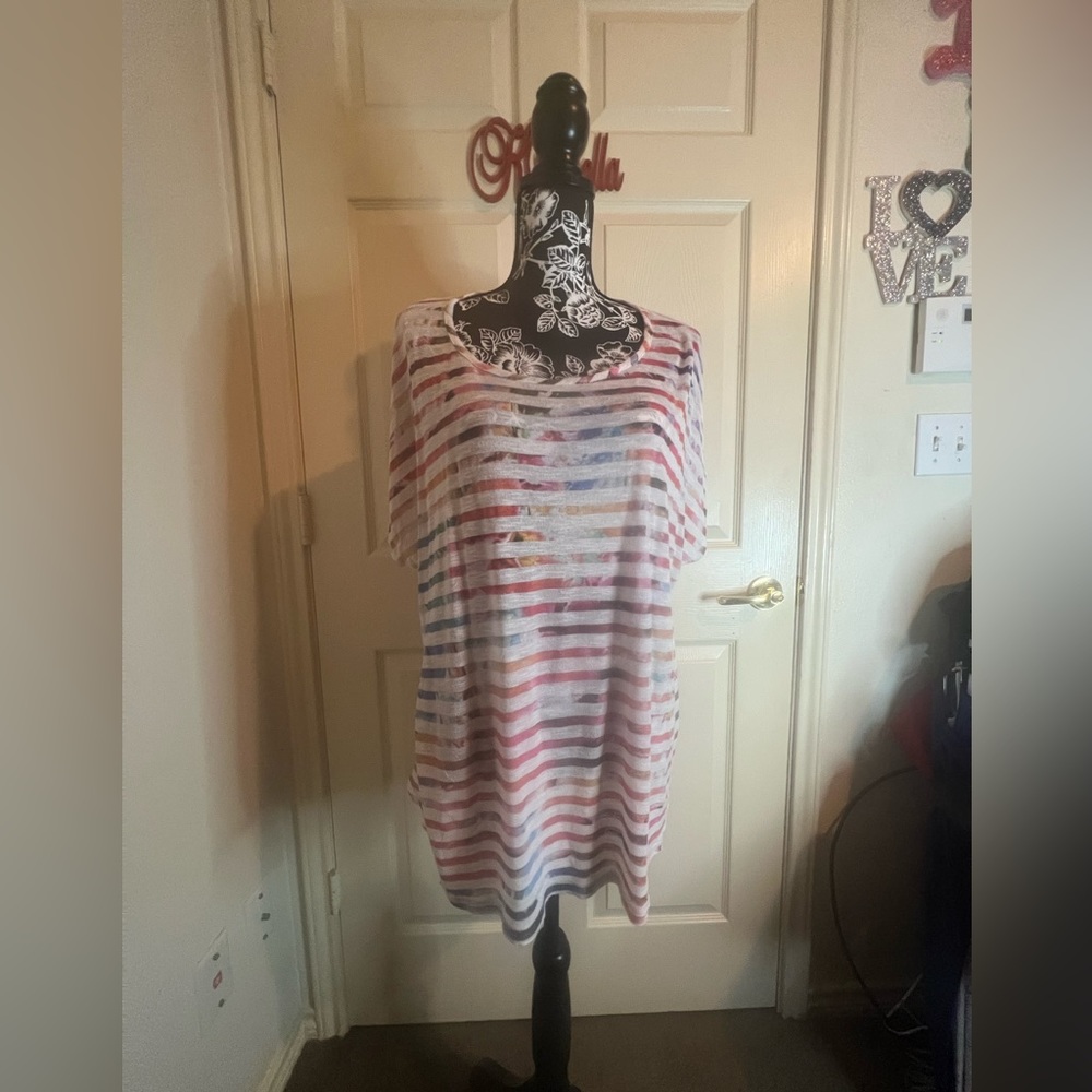 NWOT Multi cream striped shirt.